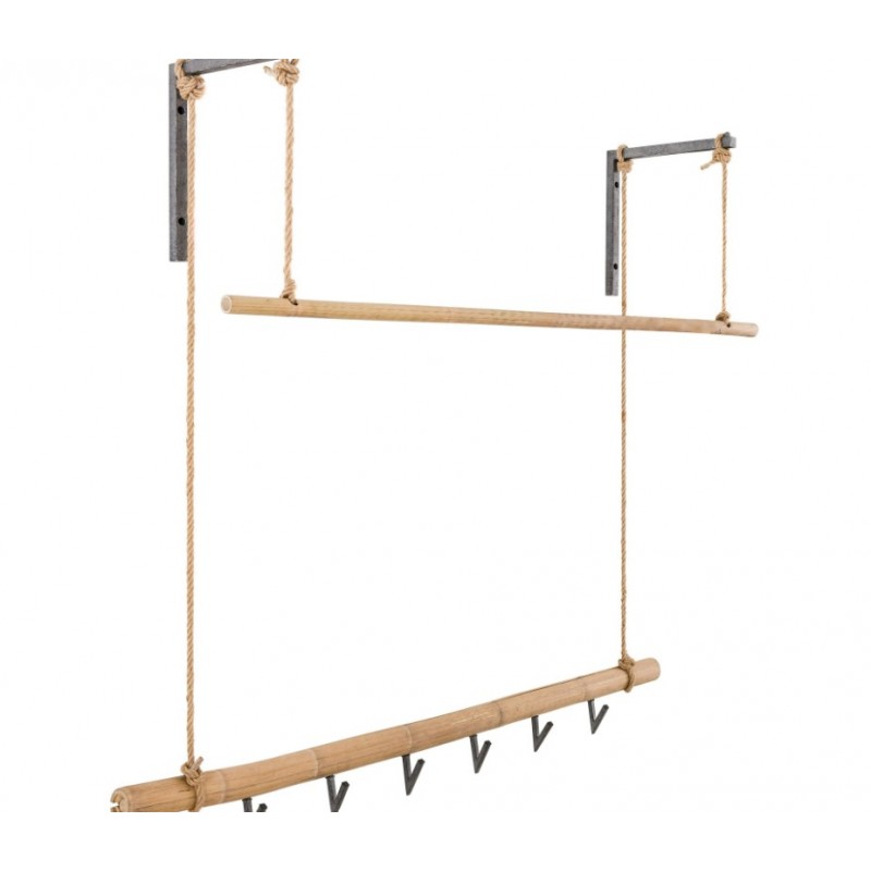 ZI Coatrack metal bamboo 6 hooks and rod